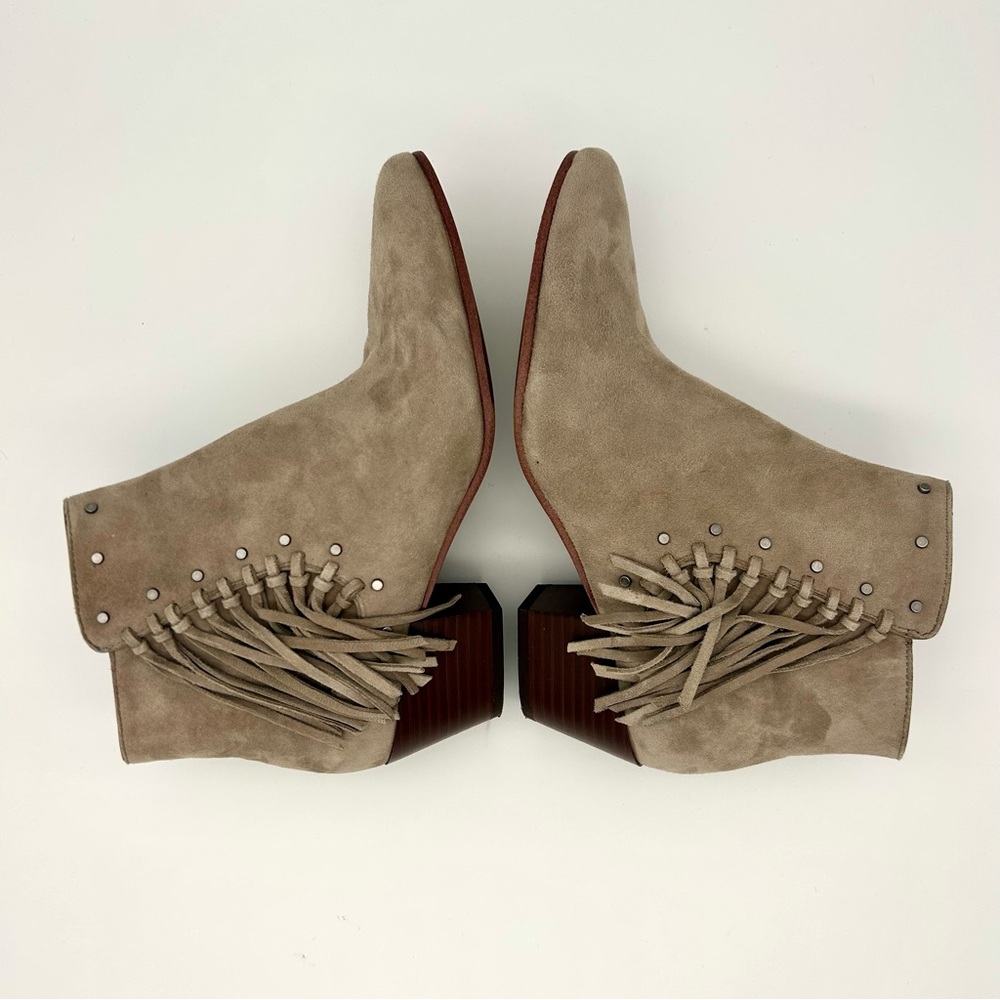 Sam Edelman - Women's Studded Fringe Suede Ankle Boots/ Thick Heels/ Bootie - Picture 9 of 16